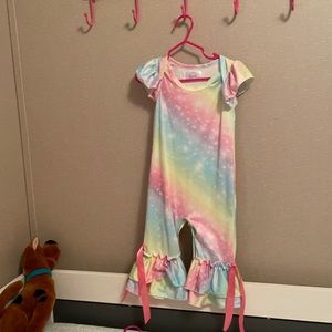 Rainbow romper with flare bottom